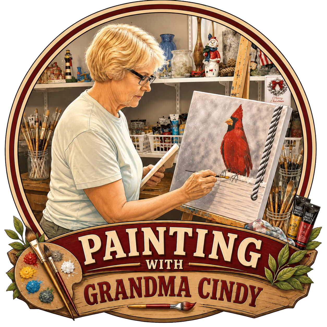 Painting With Grandma Cindy medallion